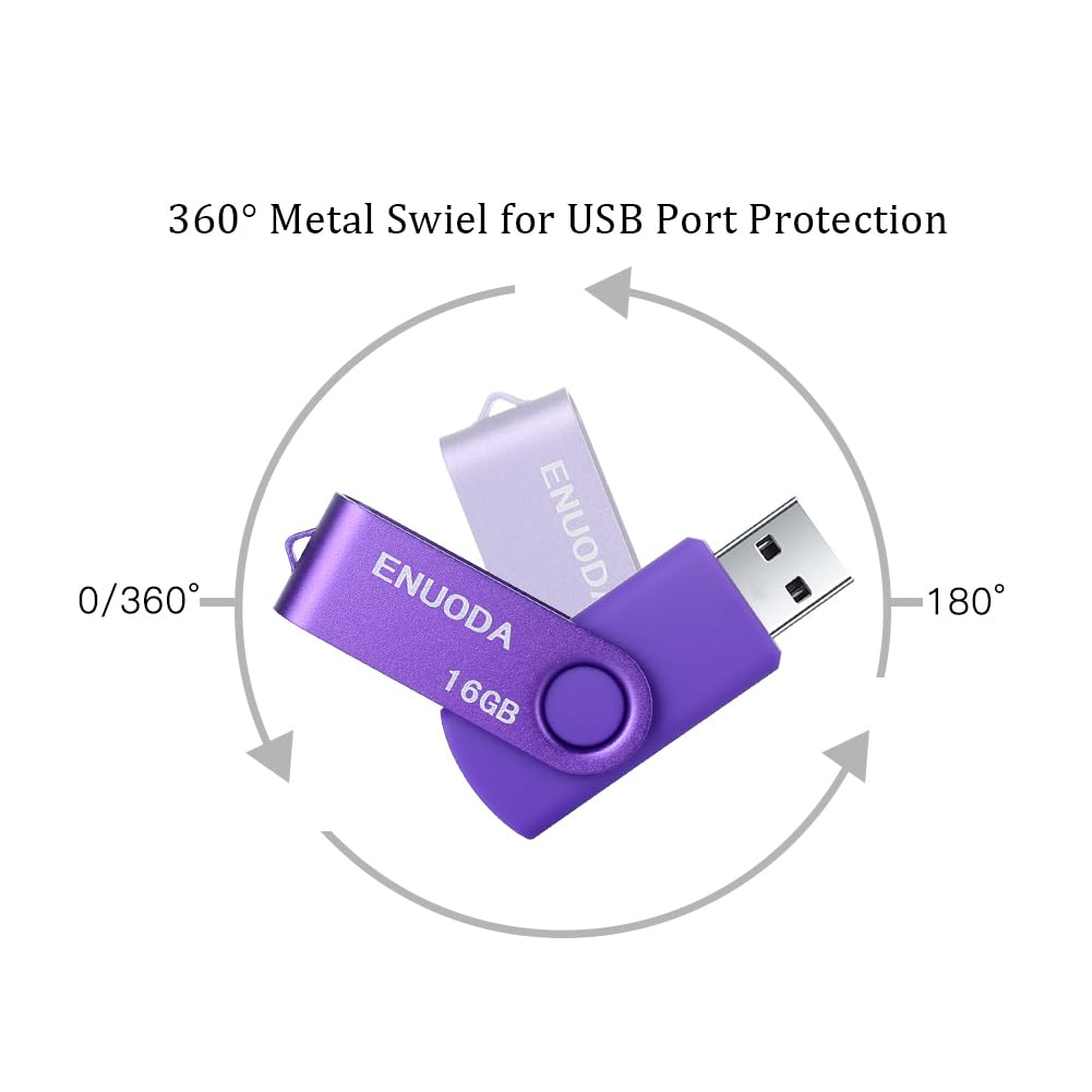 Enuoda 16Gb Usb Flash Drive 2 Pack Thumb Drives 16Gb Usb 2.0 Memory Stick Jump Drive Pen Drive For Storage And Backup (Blue Purp
