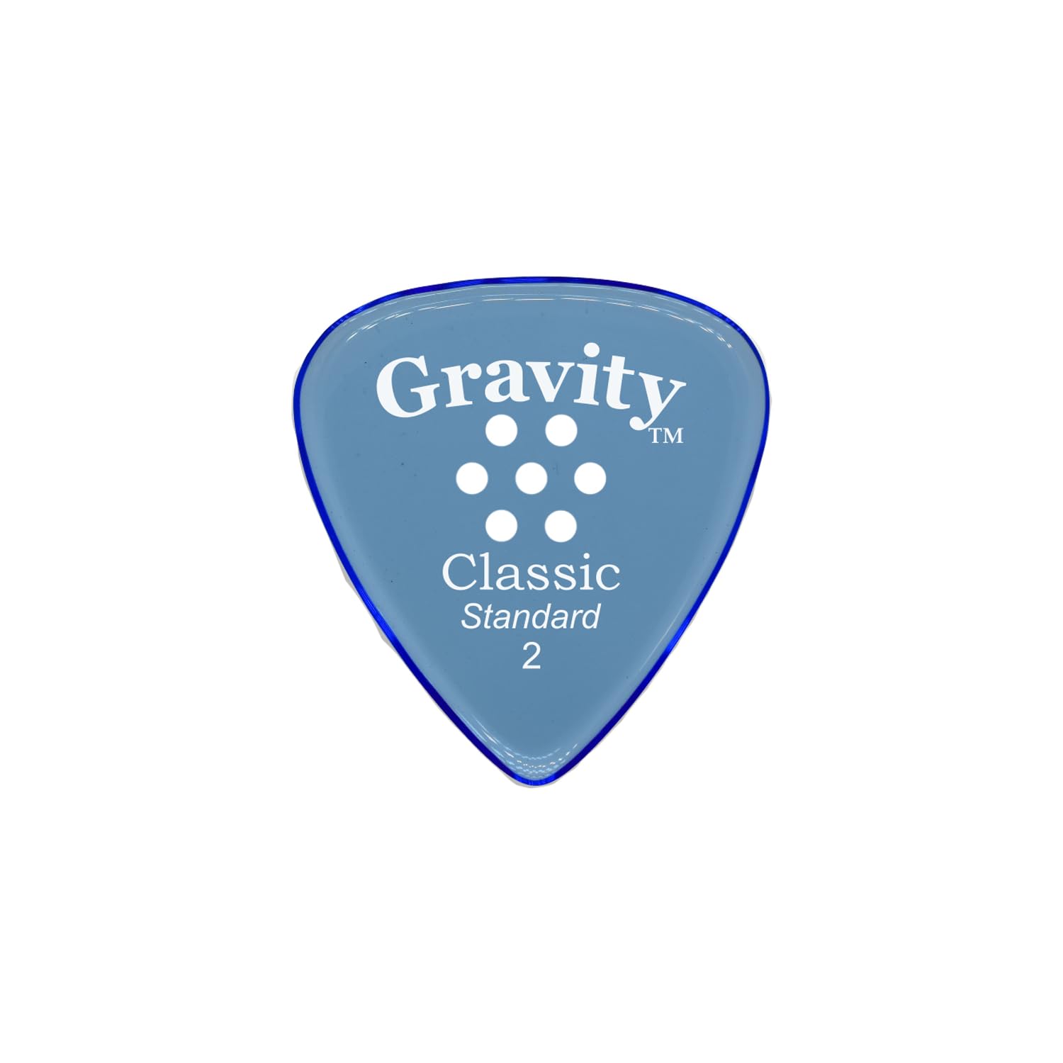Gravity Picks Classic Guitar Pick   2.0Mm Blue   Polished W/Multi Hole Grip