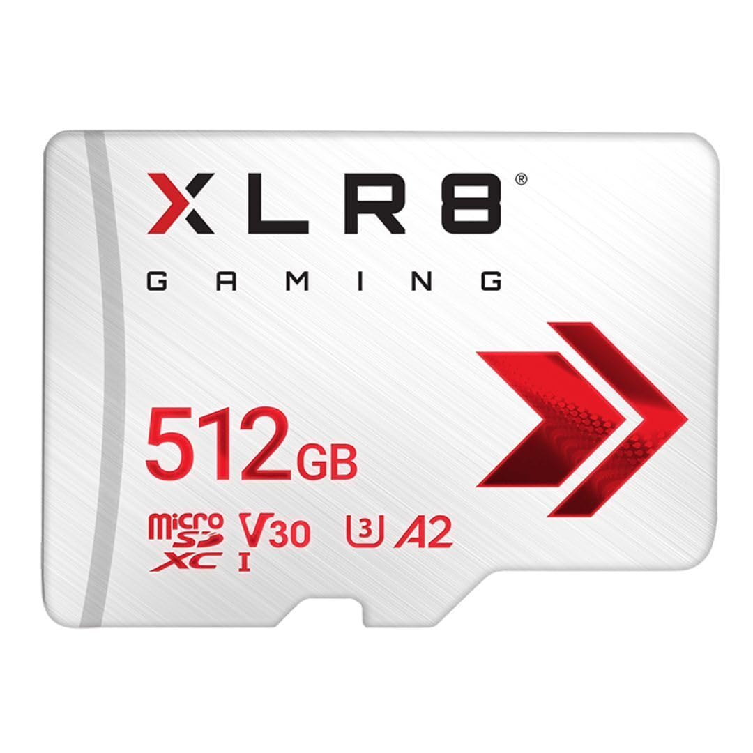 PNY 512GB XLR8 Gaming microSDXC Memory Card  100MB/s, UHSI, 4K UHD, Full HD, U3, V30, A2  micro SD for Portable Console Gamin