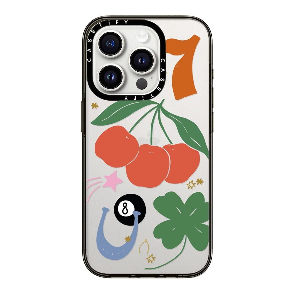 Casetify Compact Iphone 15 Pro Case [2X Military Grade Drop Tested / 4Ft Drop Protection]   Lucky   Clear Black