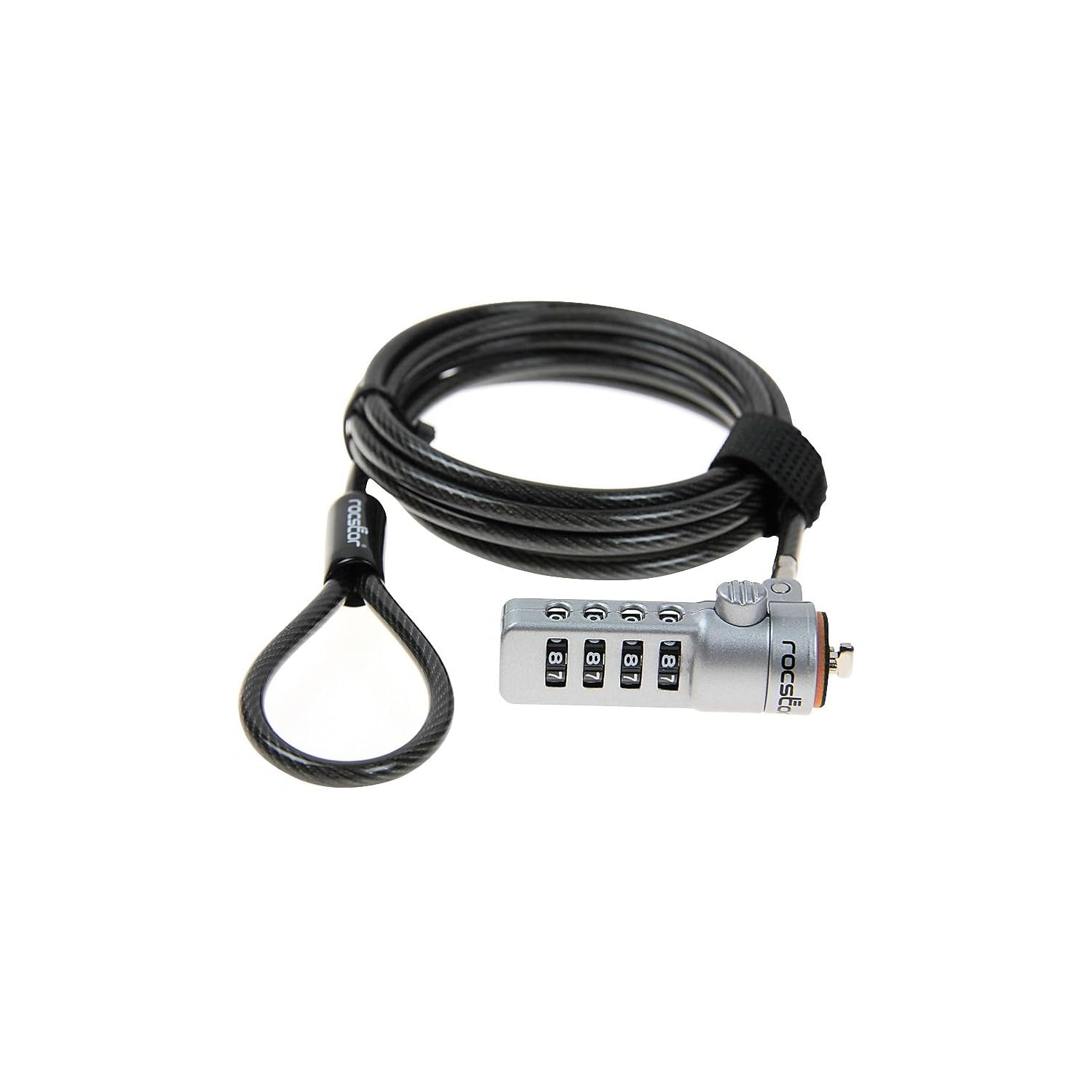 ROCSTORAGE Rocstor Y10C132-B1 Rocbolt Premium Combination Cable Lock - 4-Digit Combination Lock - 6 ft. - for Notebook, Desktop 