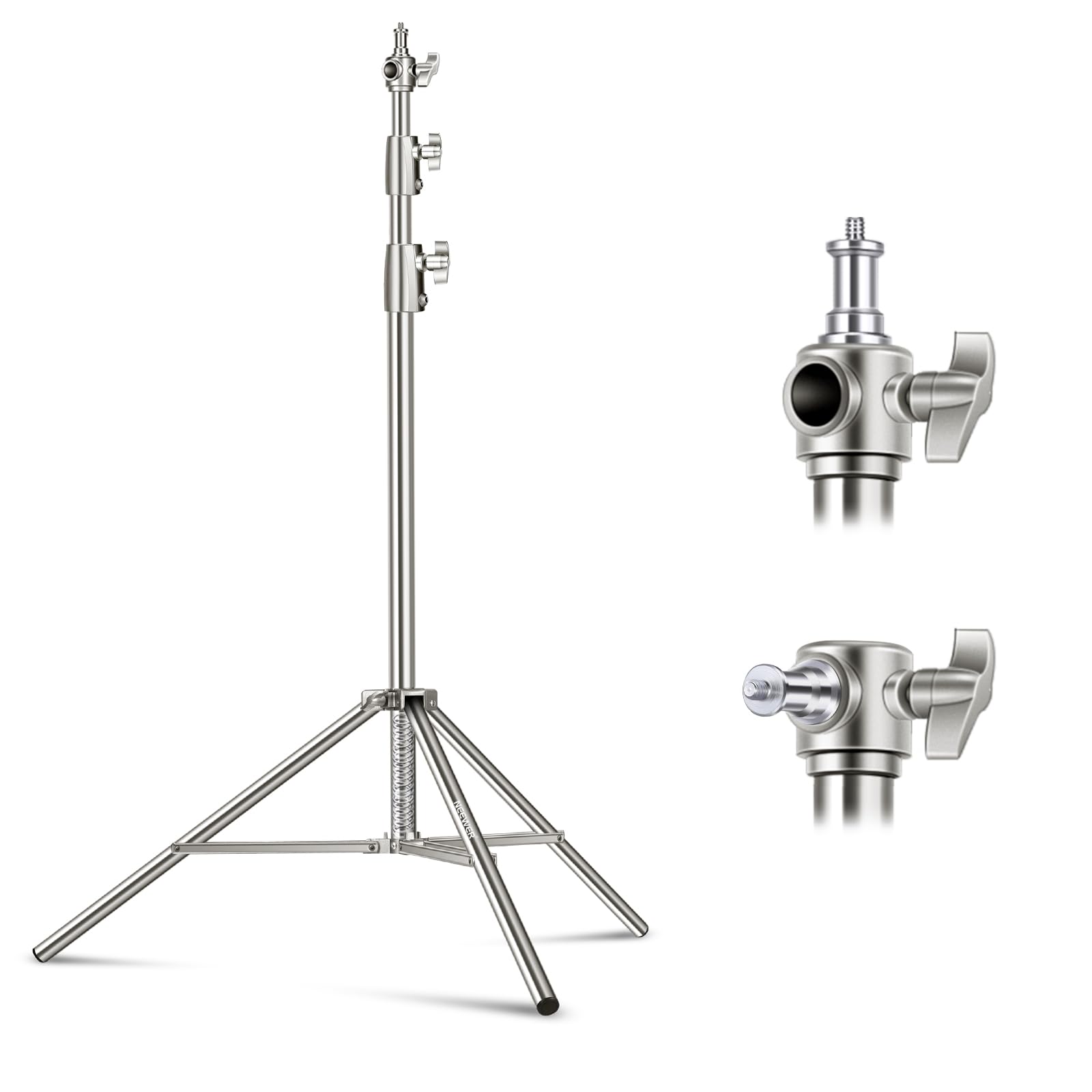 Neewer 9.2Ft/2.8M Stainless Steel Light Stand, Spring Cushioned Heavy Duty Photography Tripod Stand With 1/4    To 3/8    Univer