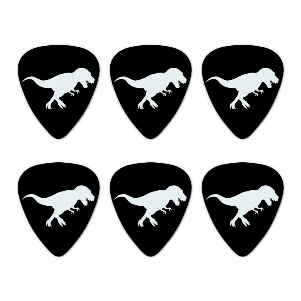 Dinosaur Tyrannosaurus Rex Black White Novelty Guitar Picks Medium Gauge   Set Of 6