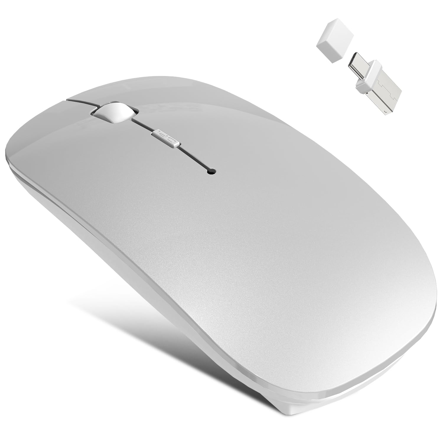 Bluetooth Wireless Mouse for MacBook Air Mac Pro iPad Laptop Computer Pad Optical Rechargeable Slim Silent Dual Mode (2.4G USBC