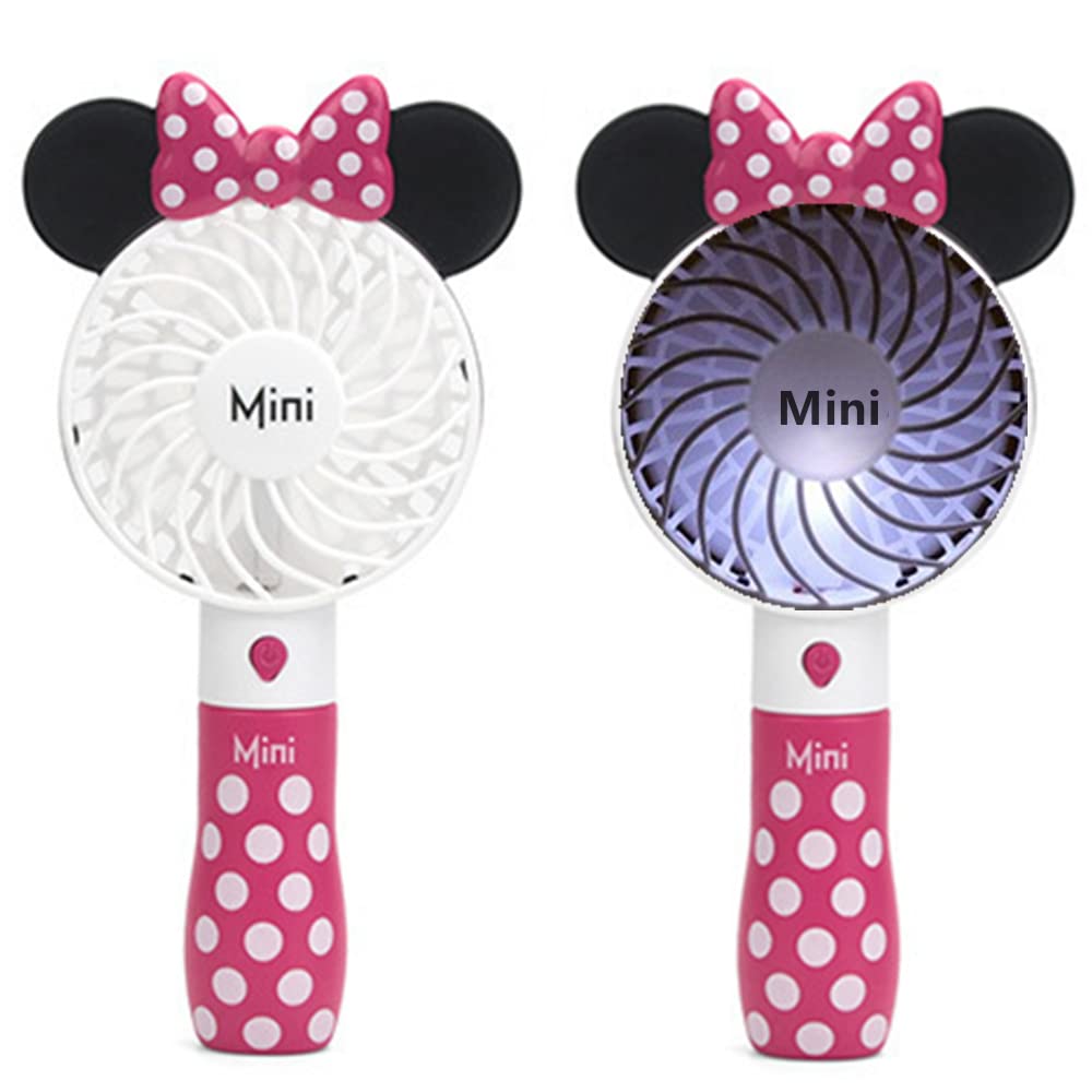 Kbinter Cute Personal Mini Fan, Handheld & Portable Usb Rechargeable 1 Speed Usb Fans With Colorful Led Light Adjustable, For In