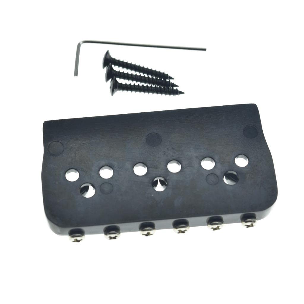 Kaish Black 6 String Guitar Fixed Bridge Electric Guitar Hardtail Bridge For Strat/Tele Guitars