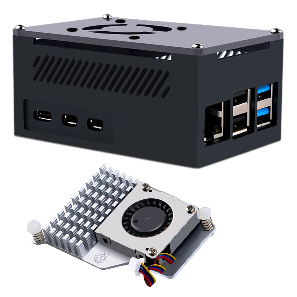 GeeekPi Aluminum Case for Raspberry Pi 5, with Pi 5 Active Cooler for Raspberry Pi 5 4GB/8GB, Support X1000/X1001/X1003/N04/N05 