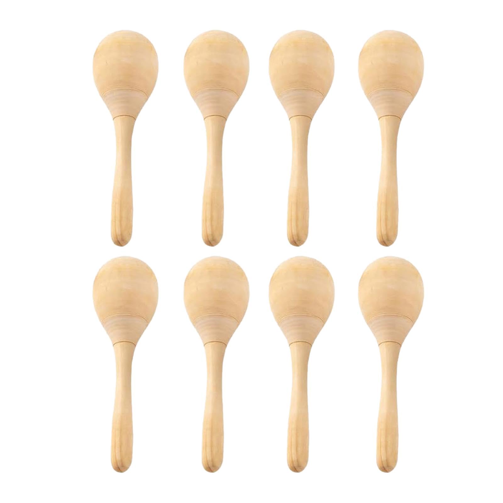 CALANDIS 8X Wood Maracas Mini Hand Percussion Rattles for Painting Craft Decor Fiesta M | Tambourines | Hand Percussion | Percus