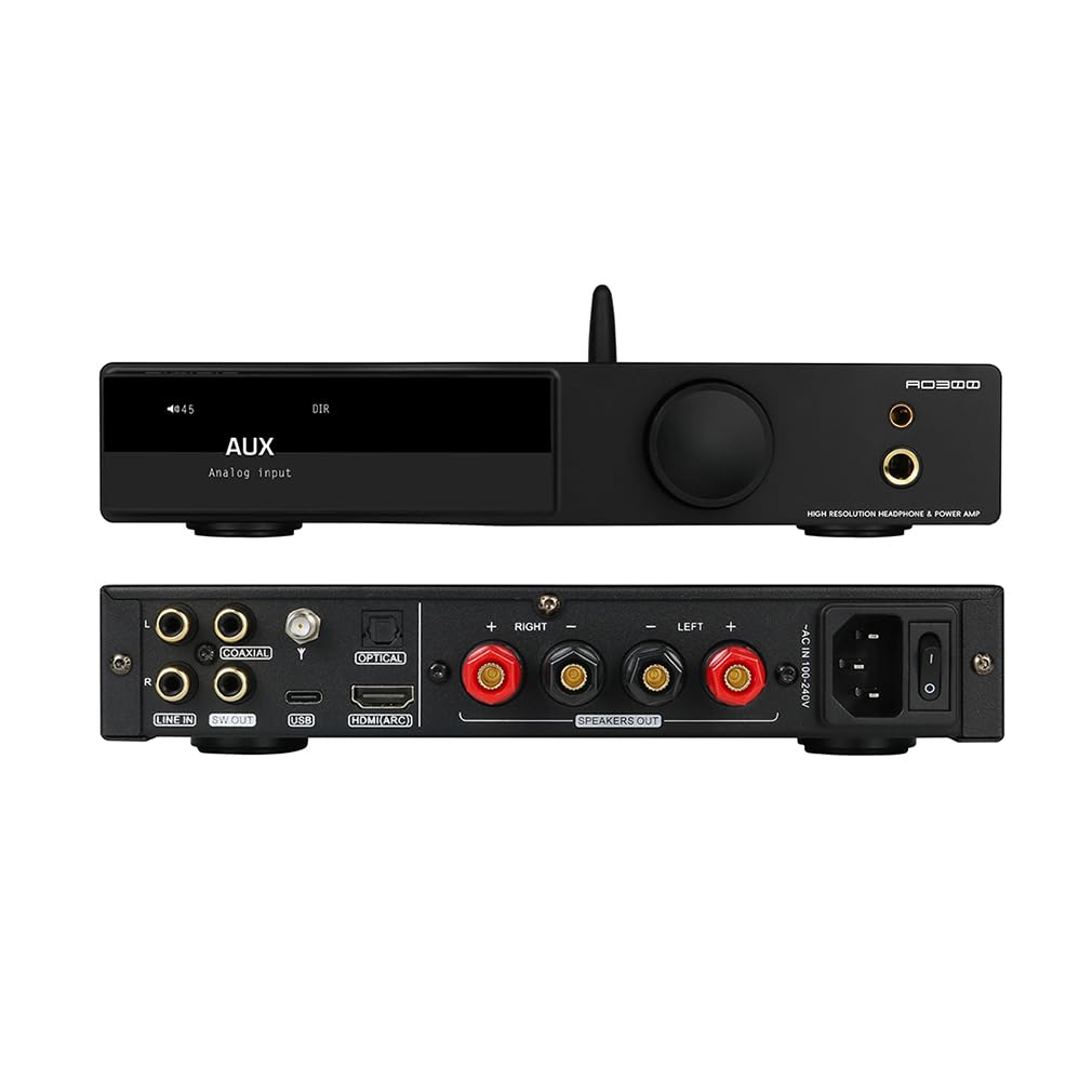 Smsl Ao300 Ma5332Ms Class D Power Amplifier Cs43131 165W X 165W Dac Headphone Amp, Usb/Coax/Opt/Hdmi Arc/Rca Input 2.1 Channel S