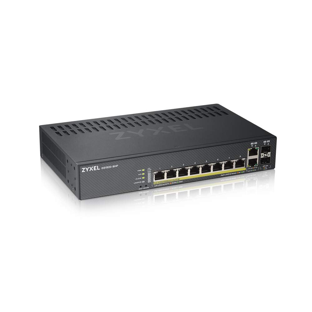 Gs1920-8Hpv2 - Fanless 8 Port Gbe Poe+ L2 Web Managed Switch (130W) Mit, Support