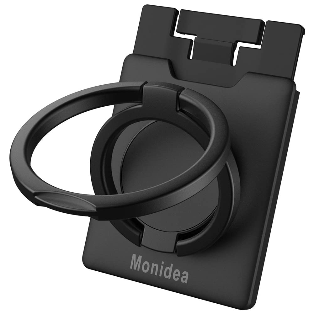Monidea Phone Ring Holder, Phone Grip Finger Kickstand Wireless Charging Friendly, 360Rotation Metal Phone Ring Grip Stand Work 