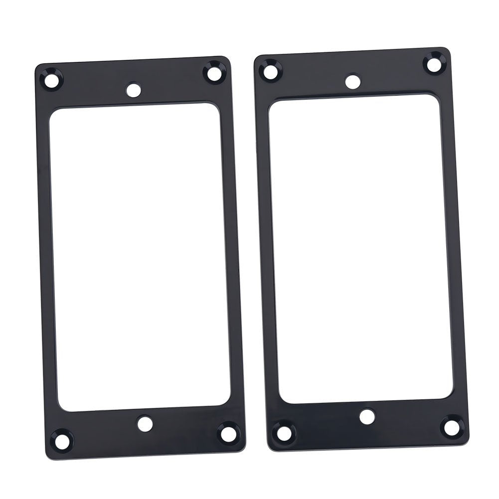 2 Pcs Metal Flat Humbucker Cover Guitar Pickup Frame Mounting Ring (Black)