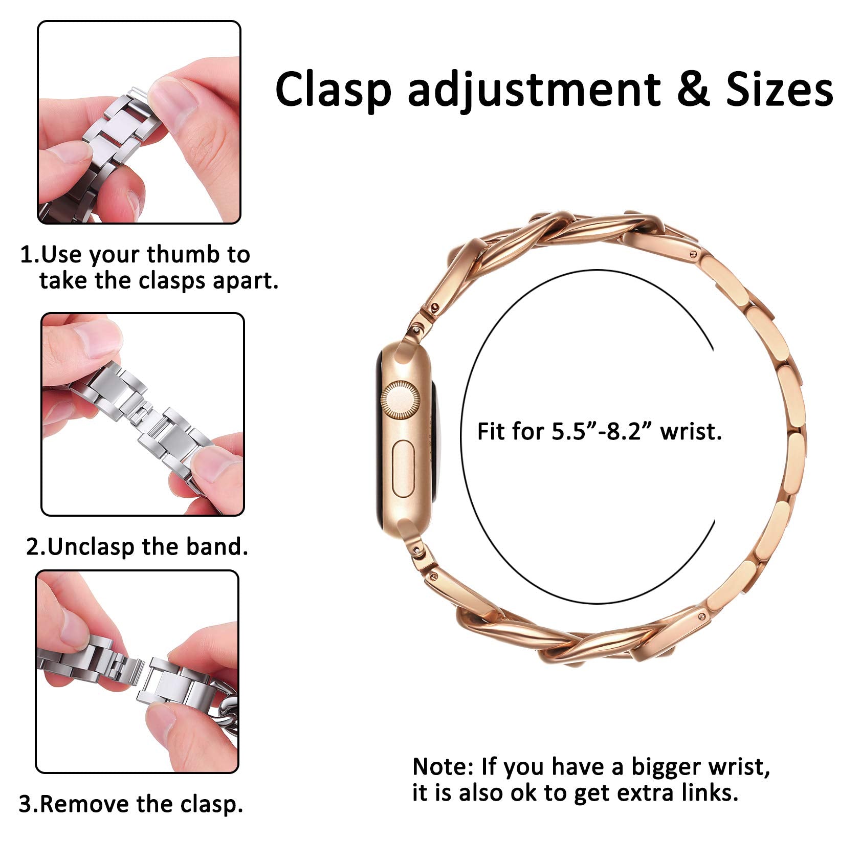 Dilando Cool Chain Metal Link Bands Compatible With Apple Watch 42Mm 44Mm 45Mm With Bling Case Women, Stainless Steel Band Case
