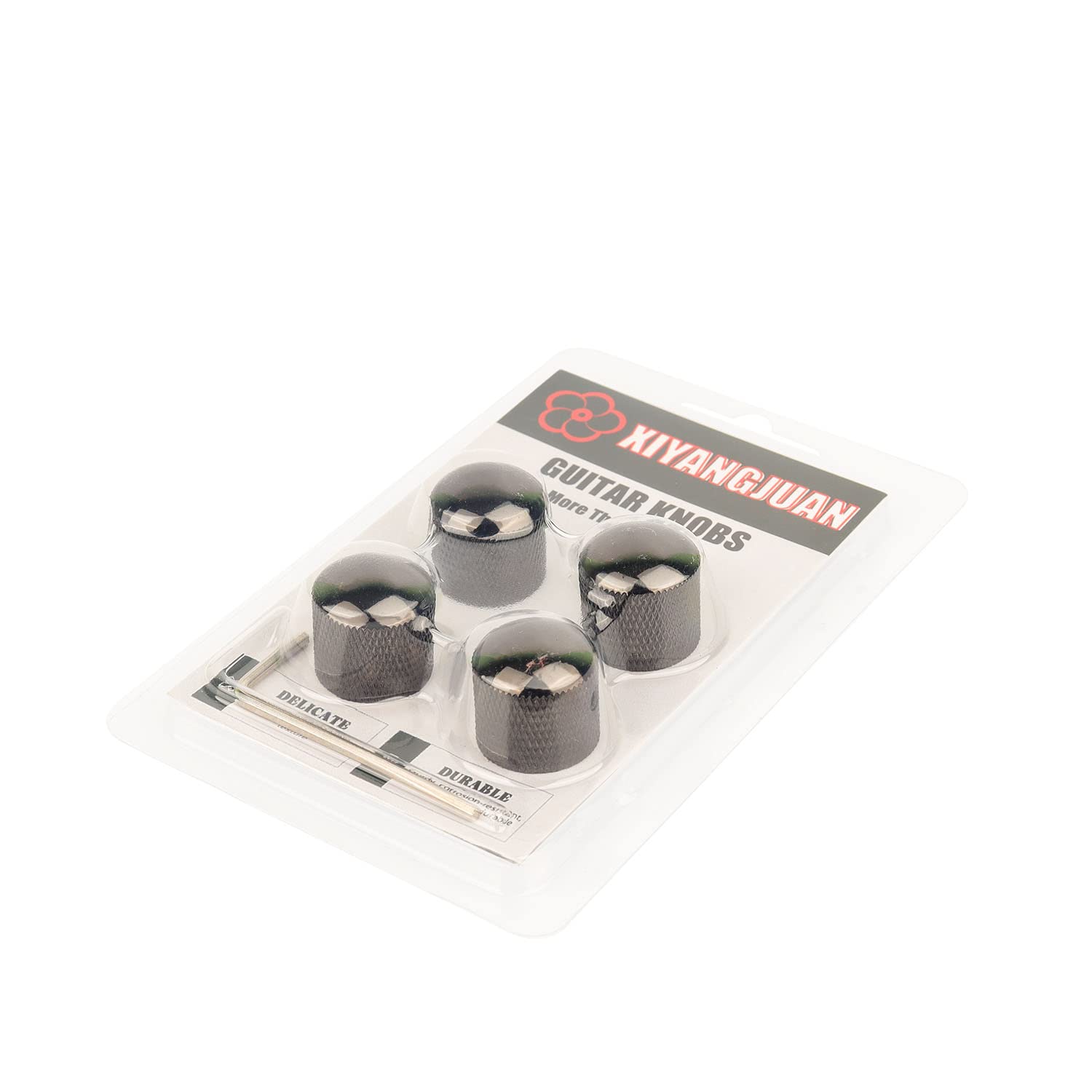 Xiyangjuan 4Pcs Metal Guitar Knobs Black Volume Tone Speed Control Knob Dome Knobs With Allen Keys Screws For Fender Telecaster