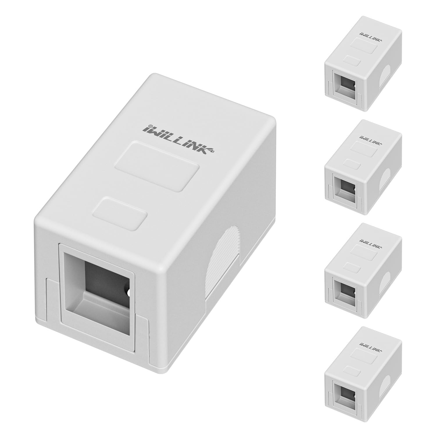 Iwillink 1 Port Keystone Jack Surface Mount Box, White 5 Pack