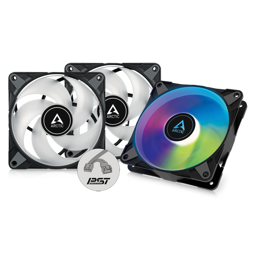 Arctic P12 Pwm Pst A Rgb (3 Pack)   120 Mm Pwm Case Fan Optimized For Static Pressure, Case Fan, Semi Passive: 0 2000 Rpm, 5V 3 