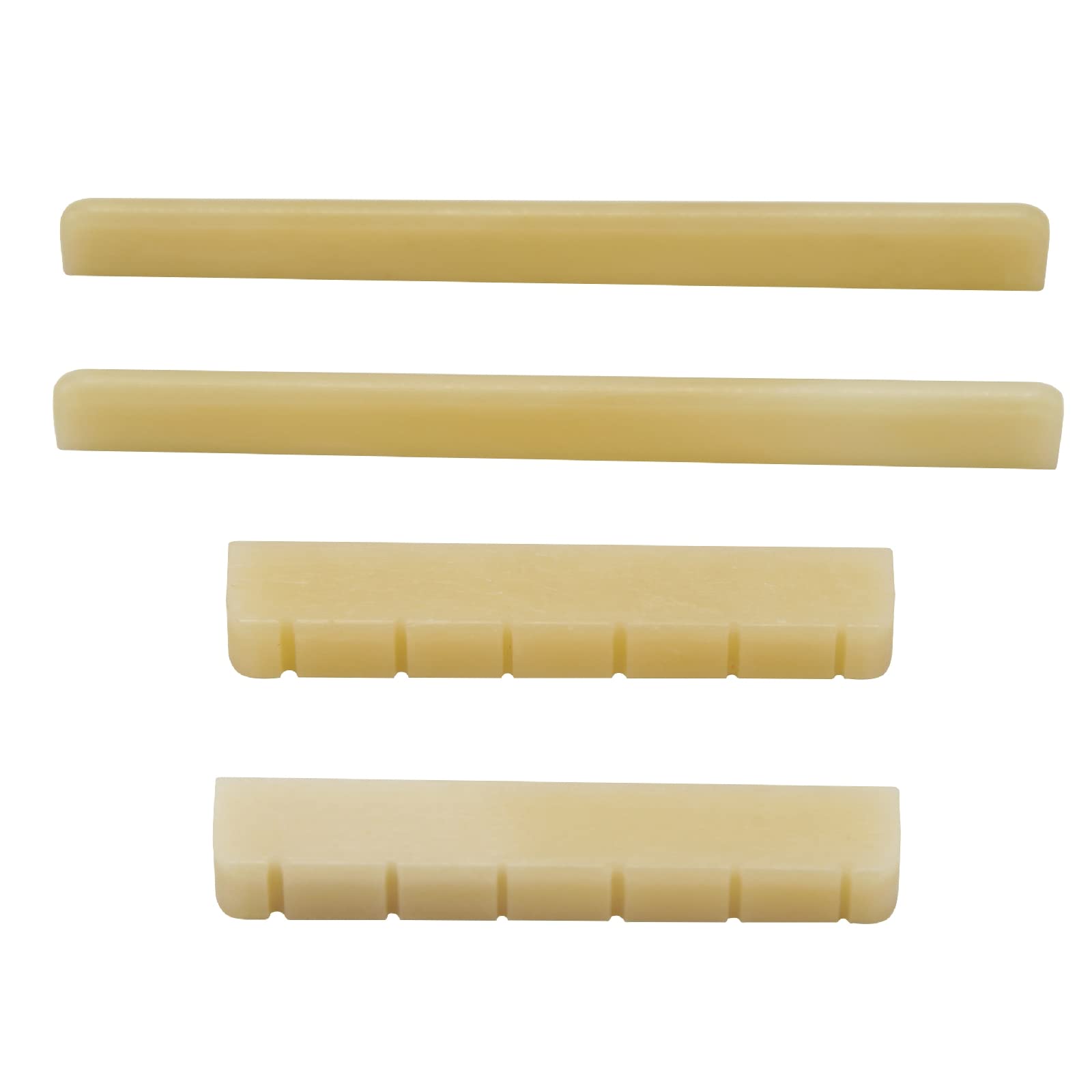 Miwayer Classical Guitar Bridge Unbleached Bone 6 Strings Saddle And Nut Made Of Real Natural Bone (Classical Bridges 2 Pair)