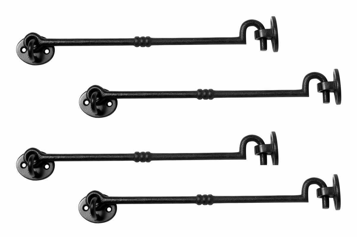 Renovators Supply Black Wrought Iron Cabin Hook Eye 11 Inches Long Large Decorative Privacy Hook Door Latches For Kitchen Cabine
