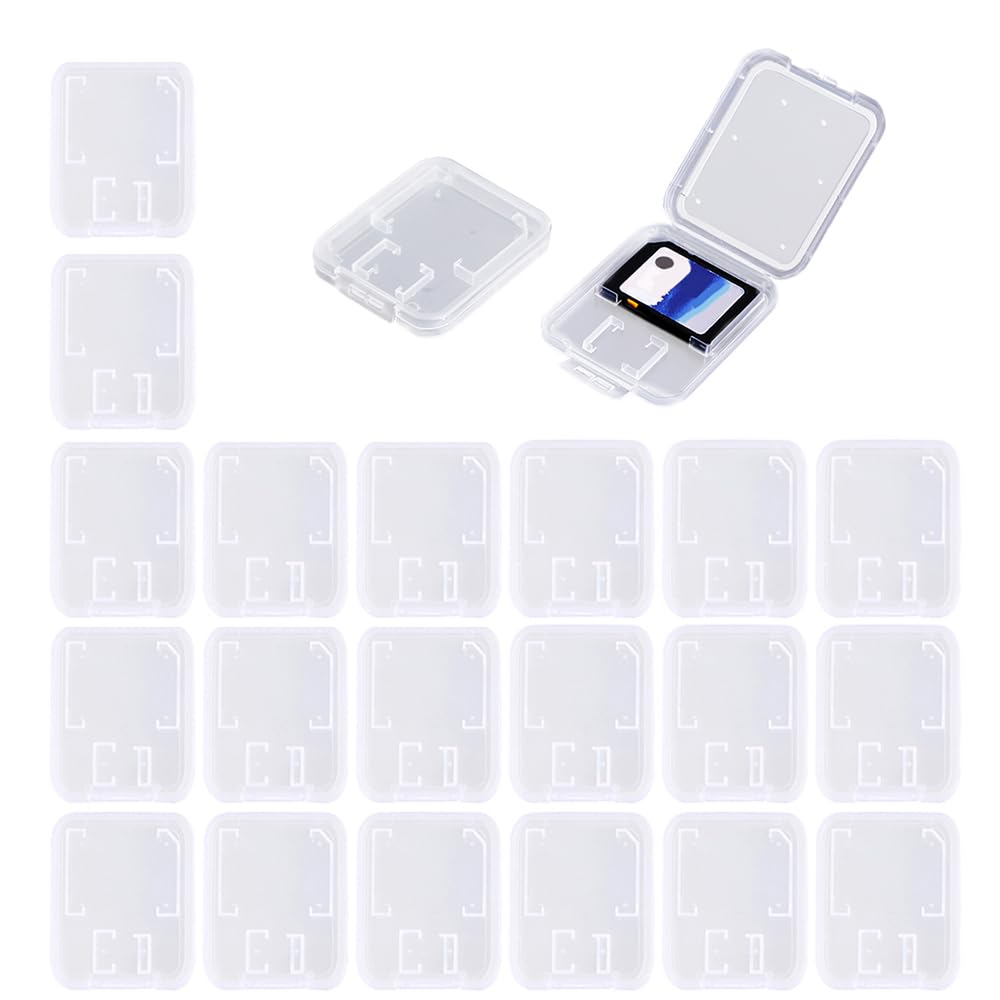 Clear Plastic Memory Card Case Compatible With Sd Sdhc Sdxc Micro Sd T Flash Card (20 Pcs)