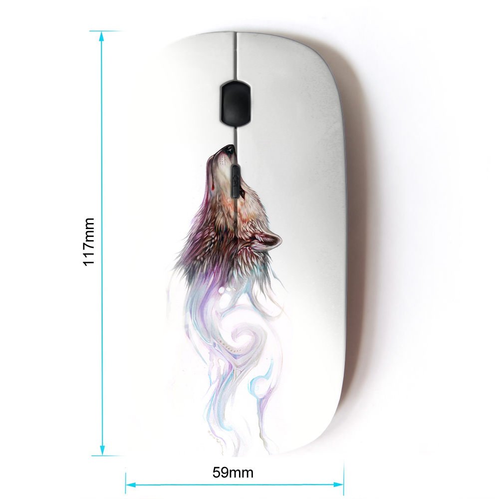 Koolmouse [ Optical 2.4G Wireless Mouse [ Wolf Wild Dog Watercolor Painting Art Forest ]