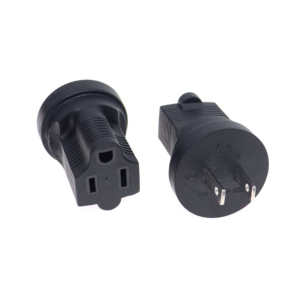 1 15P To 5 15R Power Adapter,Toptekits Nema1 15P Male To 5 15R Female Power Adaptor,Us 2 Pin To 5 15R Adaptor