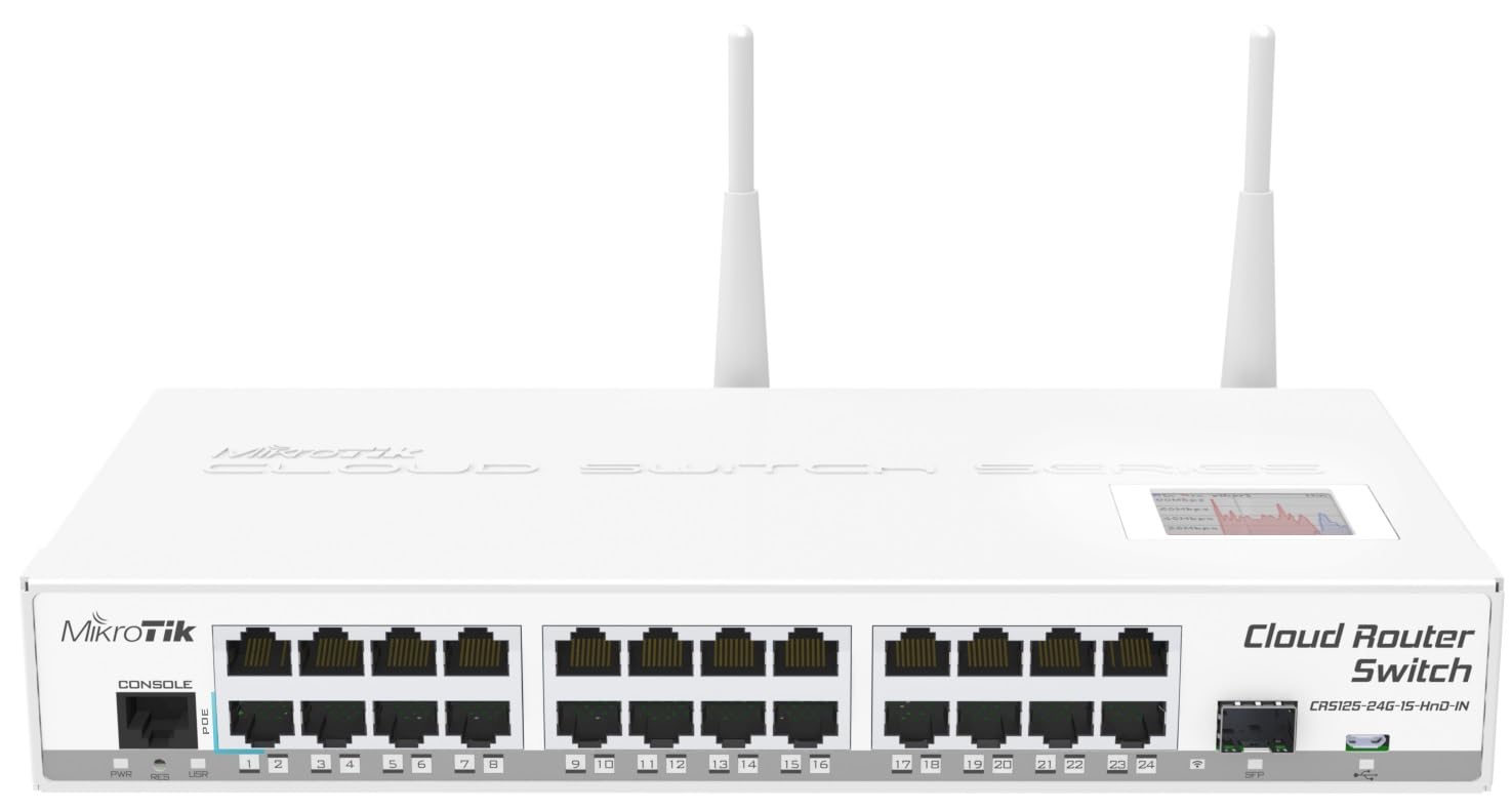 Mikrotik CRS125-24G-1S-2HnD-IN, Cloud Router Gigabit Switch, Fully manageable Layer 3, 24x 10/100/1000, 1000mW Wireless