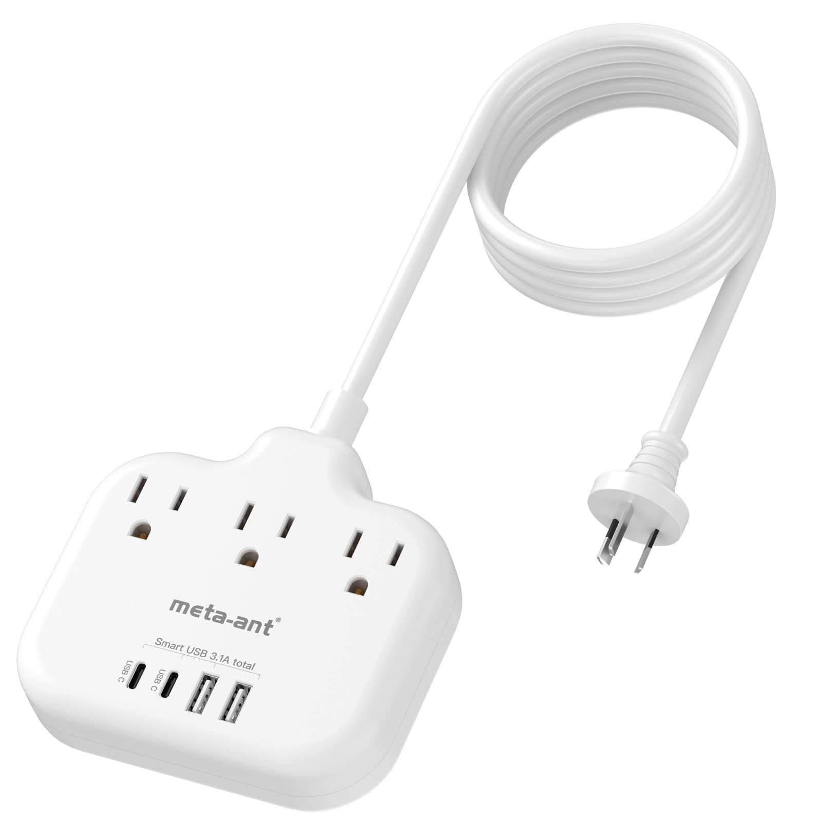 Australia New Zealand Power Adapter Usb C, Meta Ant Australia Travel Adaptor With 3 American Outlets 4 Usb Charger(2 Usb C), 5Ft