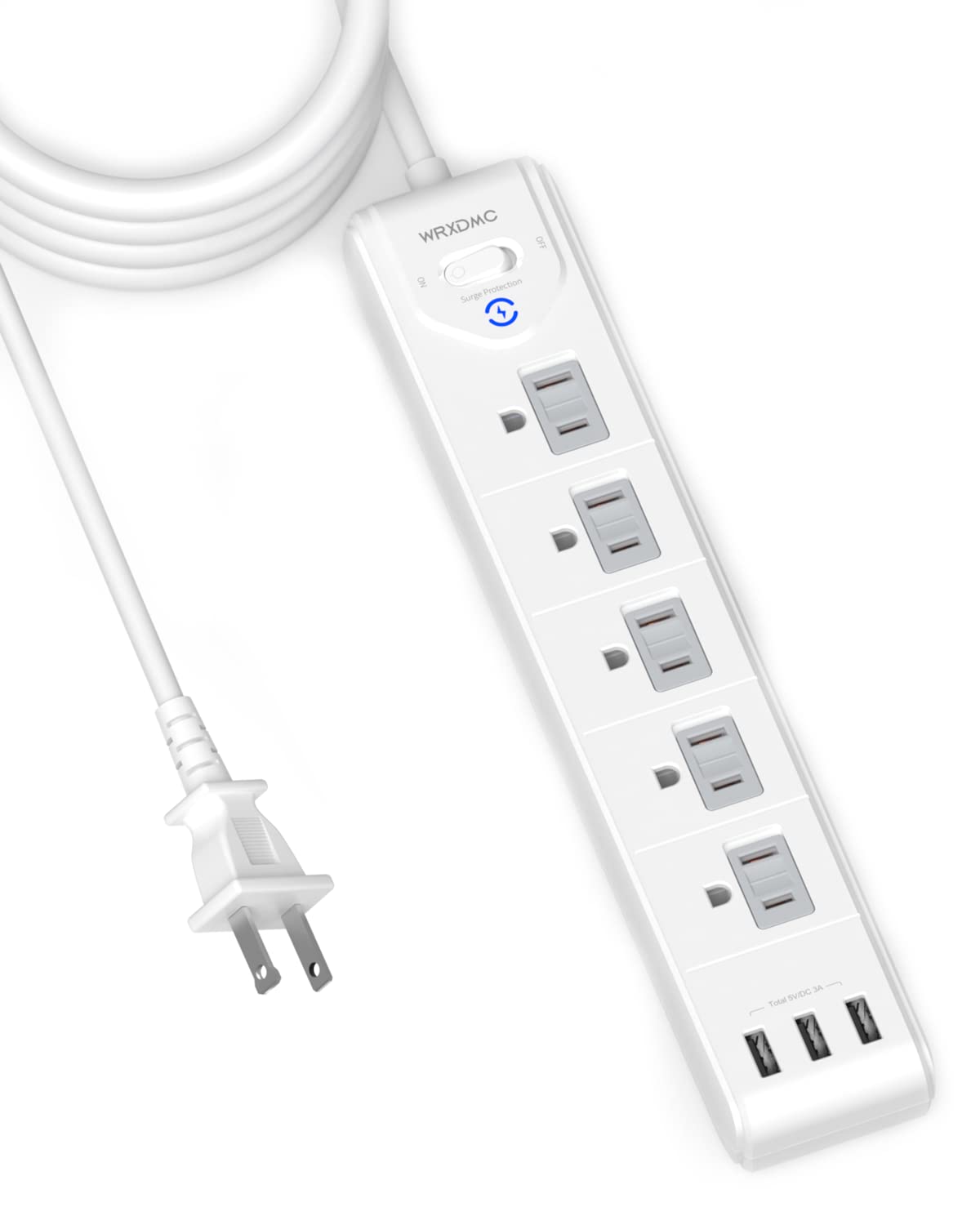 2 Prong To 3 Prong Outlet Adapter, Wrxdmc 2 Prong Power Strip, 10Ft Long Extension Cord With Polarized Plug, 1680J Surge Protect