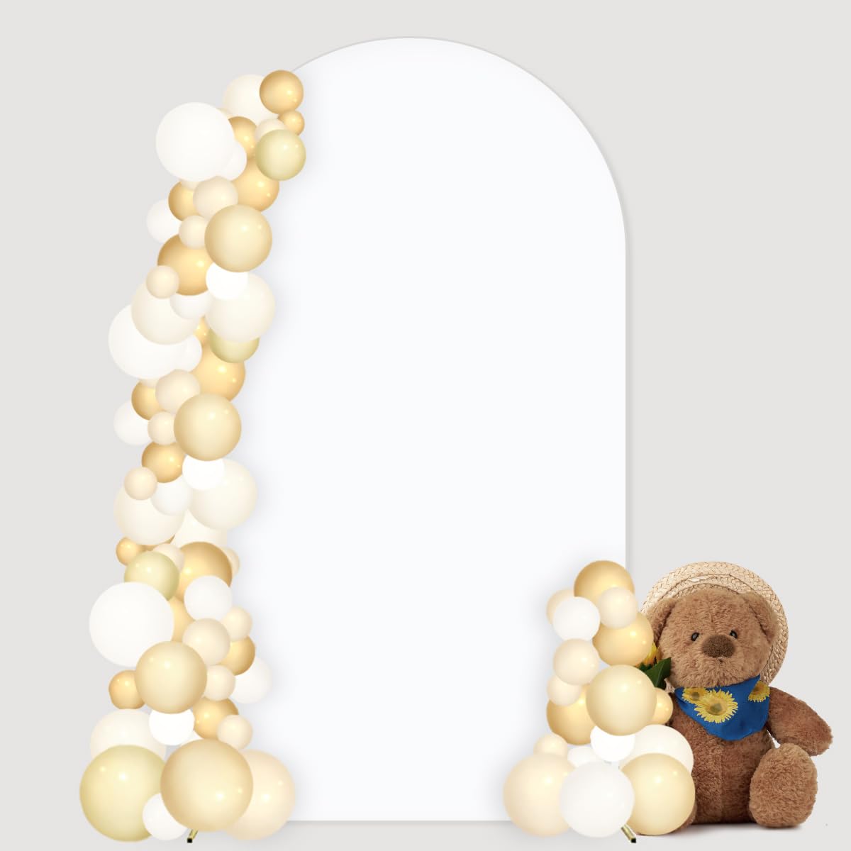 Mlmc 6Ft White Fitted Spandex Arch Cover Stretchy Backdrop Stand Fabric Round Top Chiara Arch Backdrop Stands Cover For Baby Sho