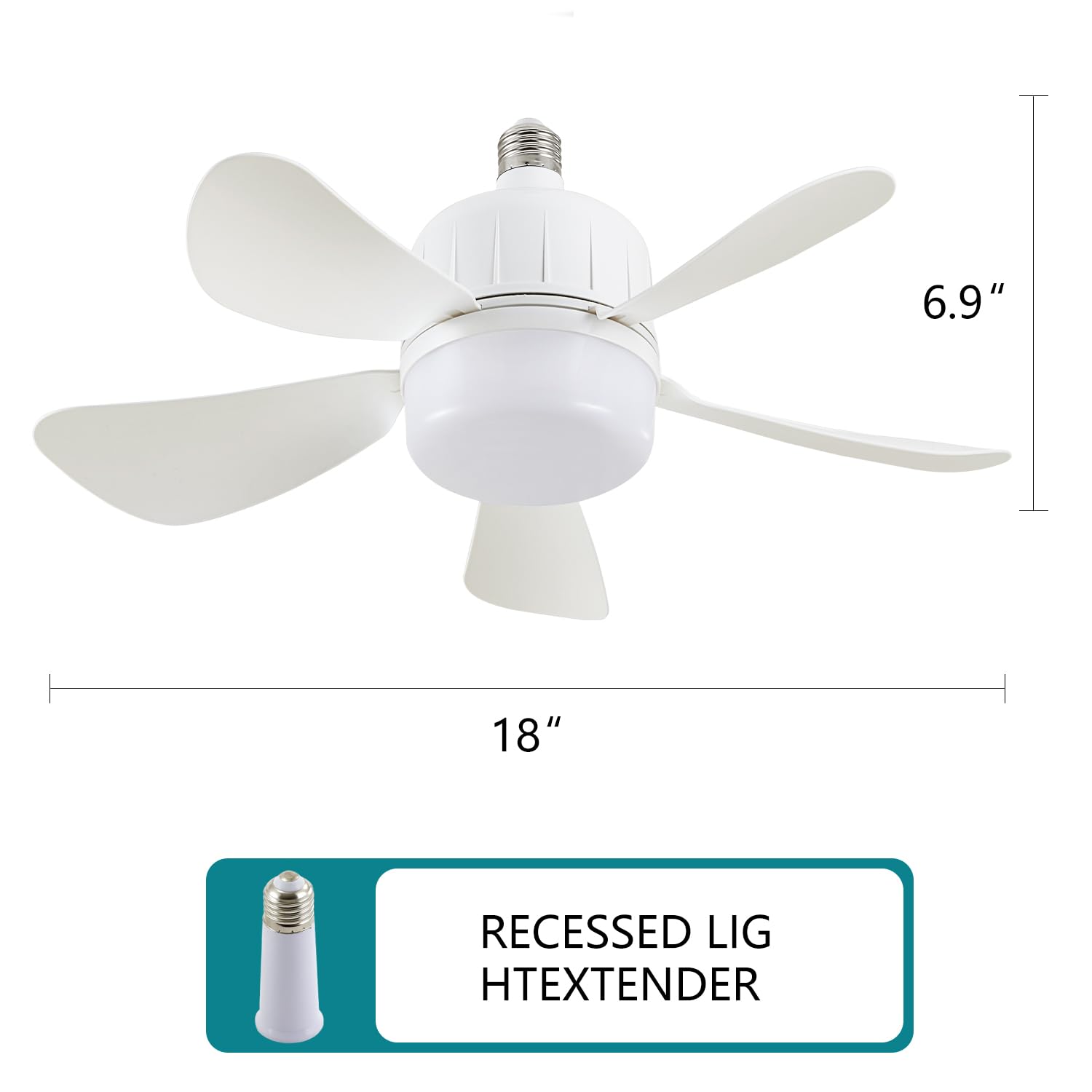 18 Socket Fan Light With Remote, Dimmable Led Ceiling Fans With Lights, Screw In Socekt Fans And 1 Socket Extender, 3 Colors 300