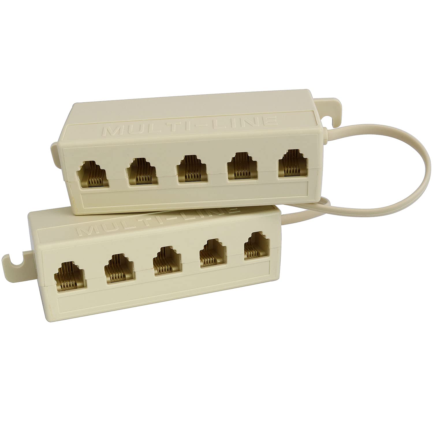 Longdex Five Way Phone Splitter 2Pcs Rj11 6P4C Telephone Line 1 Male To 5 Female Modular T Adapters Jacks