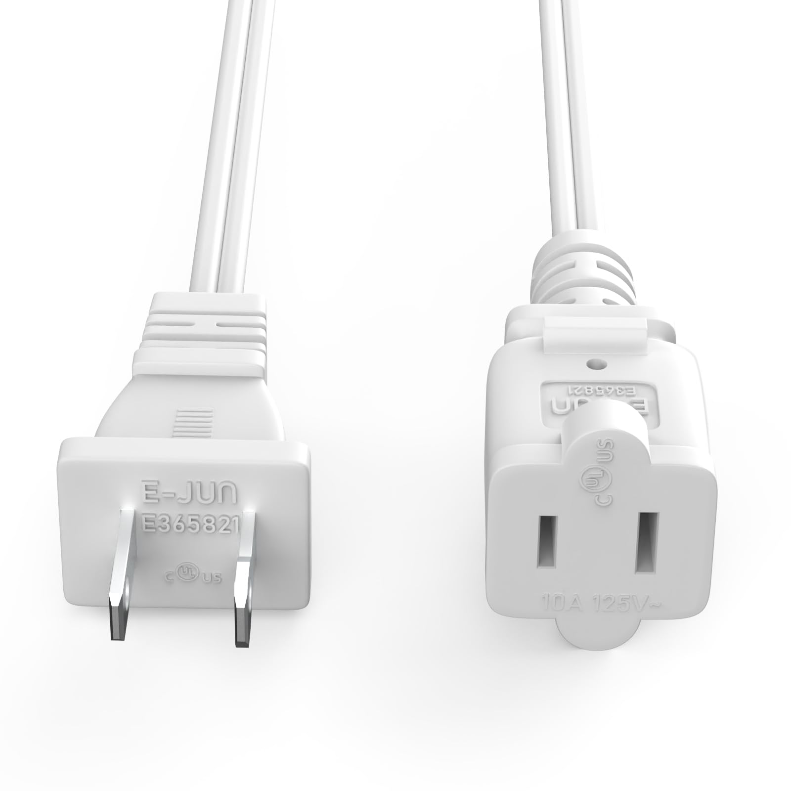 20 Ft Extension Cord Us 2 Prong Long Extension Cord White Extension Cord Cable 125V 10A Male To Female Power Cord For Nema 1 15P