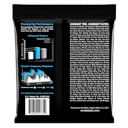 Ernie Ball Extra Slinky Cobalt Bass Guitar Strings, 40 95 Gauge (P02735)