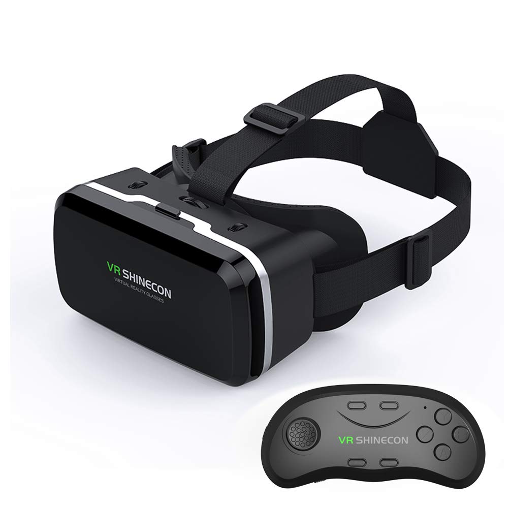 VR Headset with Remote Controller,3D Glasses Virtual Reality Headset for VR Games & 3D Movies, VR Headset for iPhone & Android P