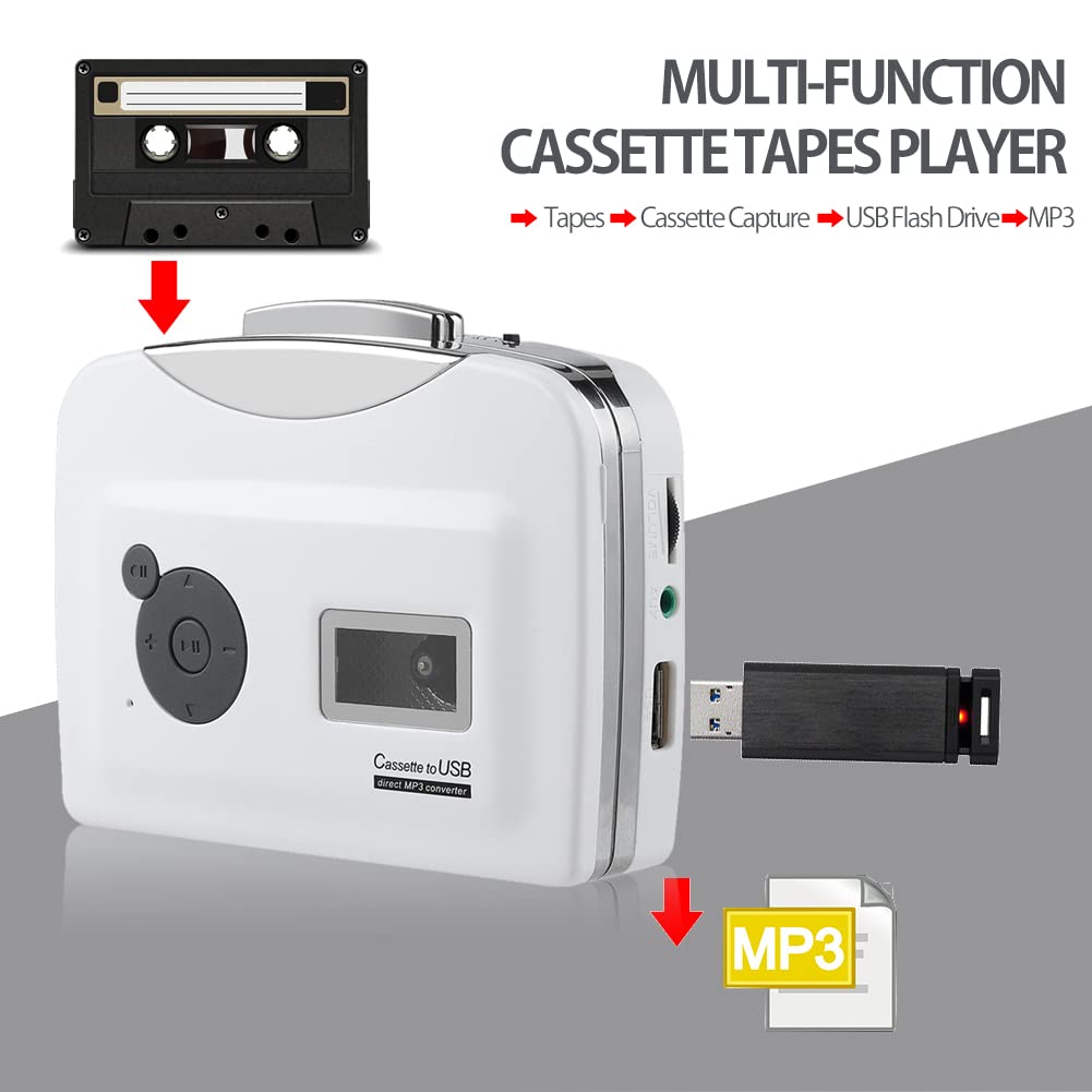 Zopsc Transfer Cassettes Tapes To Usb Flash Drive Cassette Tape To Mp3 Converter Plug And Play Support Battery Powered And Usb P
