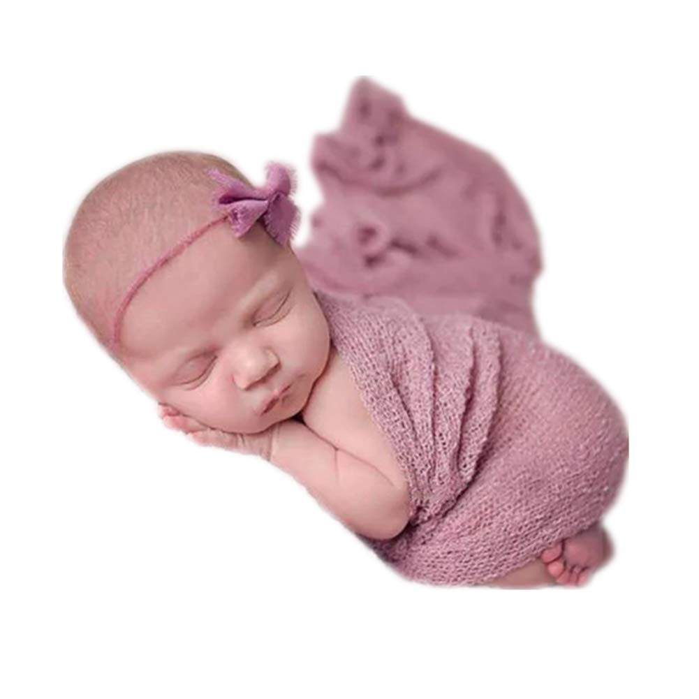 Coberllus Newborn Baby Photo Props Wrap Cloth Blanket Swaddle For Boys Girls Photography Shoot (Purple Pink)