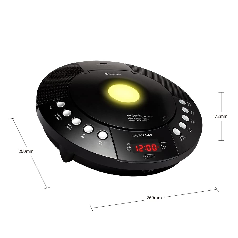 Hannlomax Hx 330Cd Cd Player, Fm Radio, Bluetooth, Alarm Clock, Red Led Display, Usb Port For Charge/Mp3 Playback, Aux In, Remot