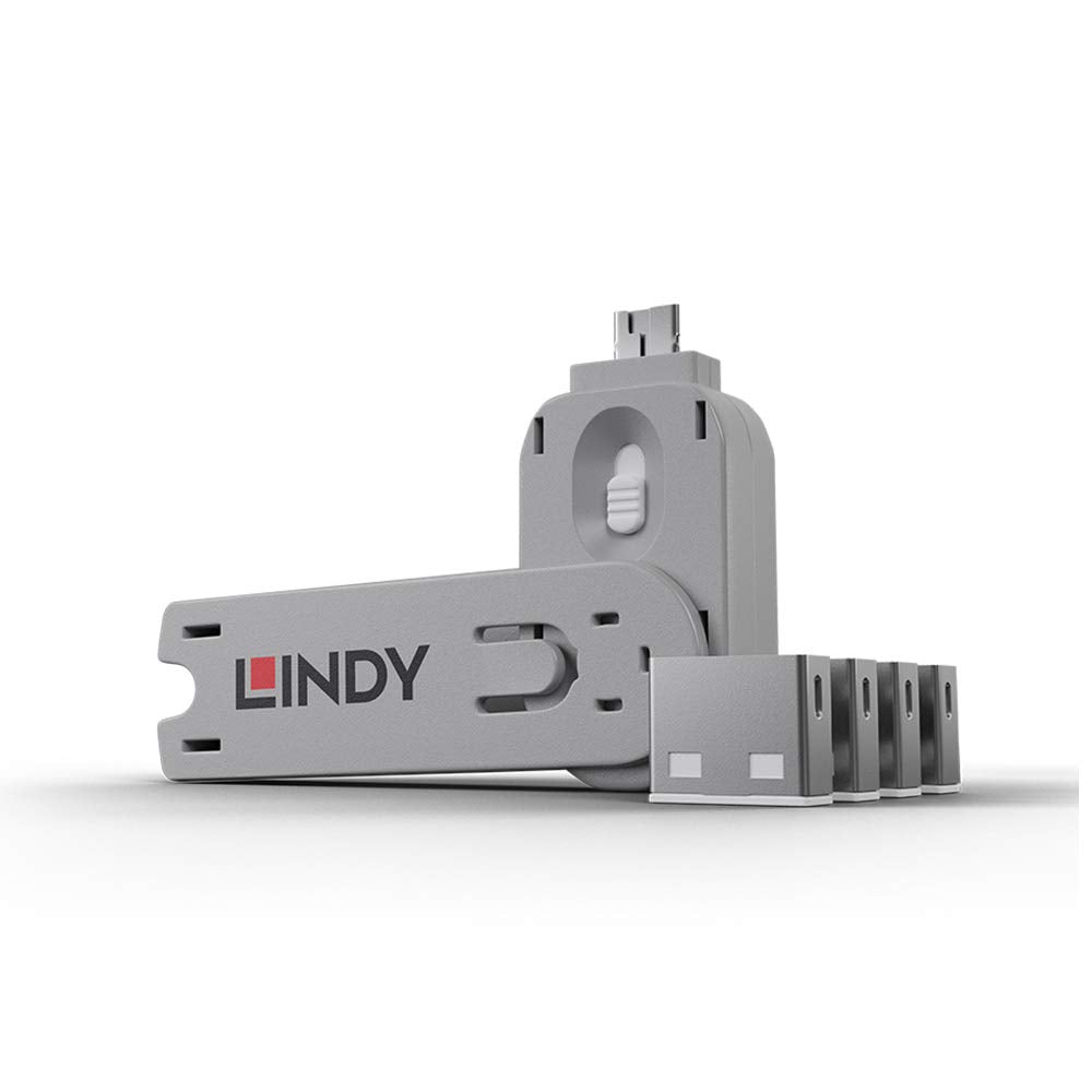Lindy Usb Port Blocker   Pack Of 4, White (40454)