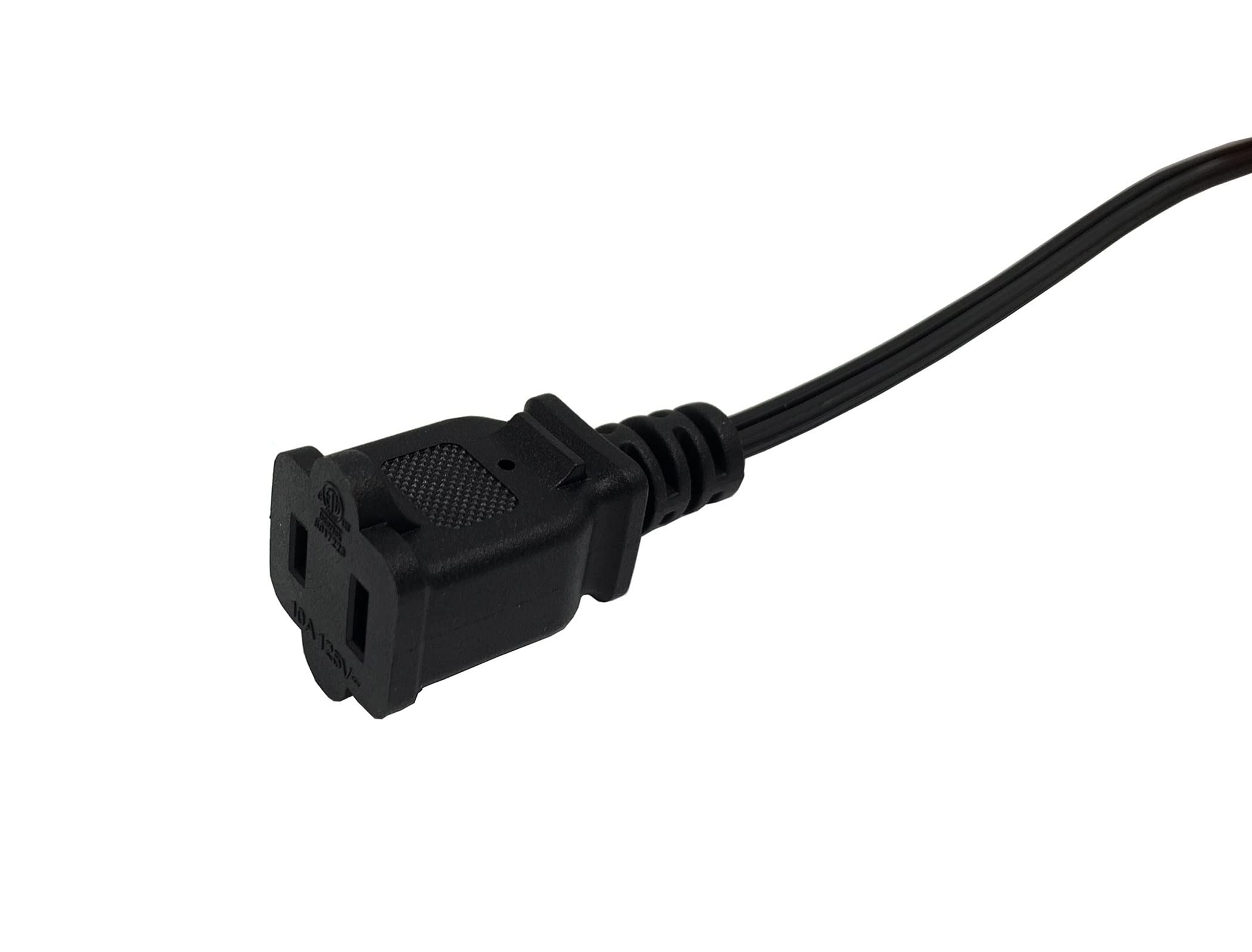 Black Extension Cord, 2 Prong Short Indoor Small Power Cable Male To Female, 18 Awg Us Outlet Two Prong, Nema 5 15P To Nema 5 15