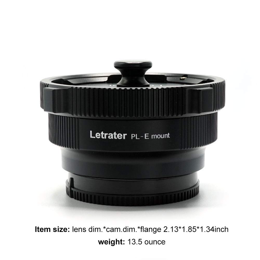 Letrater Pl Lens Mount Adapter, Pl To Sony E/Nex Mount Cameras A7S3/Fs7/5/Fx9 /A7R4/R3/A Series/Nex Series (Pl E/Pl Nex Black)