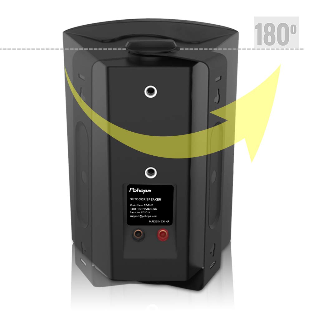 Pohopa 5.25 Inch Outdoor Speakers With Bluetooth Stereo Amplifier Receiver | All Weather Durability | Broad Sound Coverage | Speed Lock Mounting System (Black)