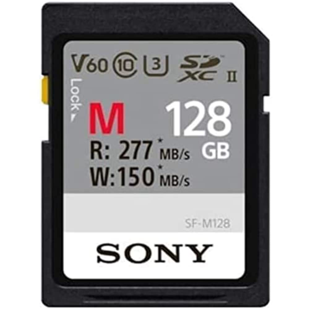Sony M Series SDXC UHS II Card 128GB, V60, CL10, U3, Max R277MB/S, W150MB/S (SF M128/T2), Black
