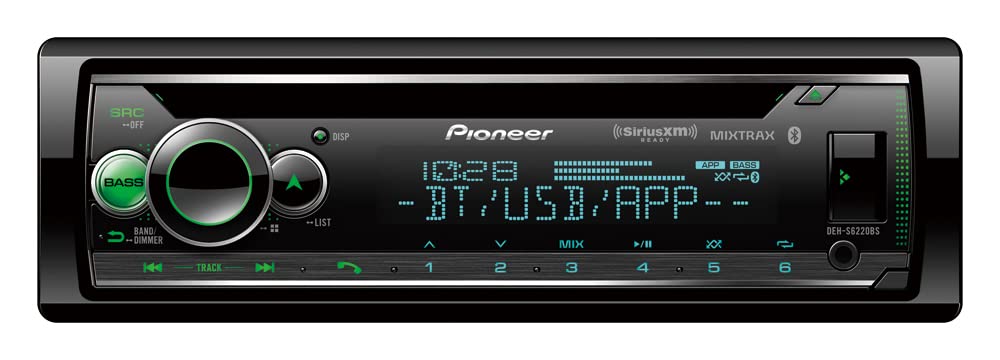 Pioneer DEH-S6220BS Touchscreen Single Din Stereo Receiver Bluetooth CD Player USB/AUX Inputs Apple Android Compatibility Hands-