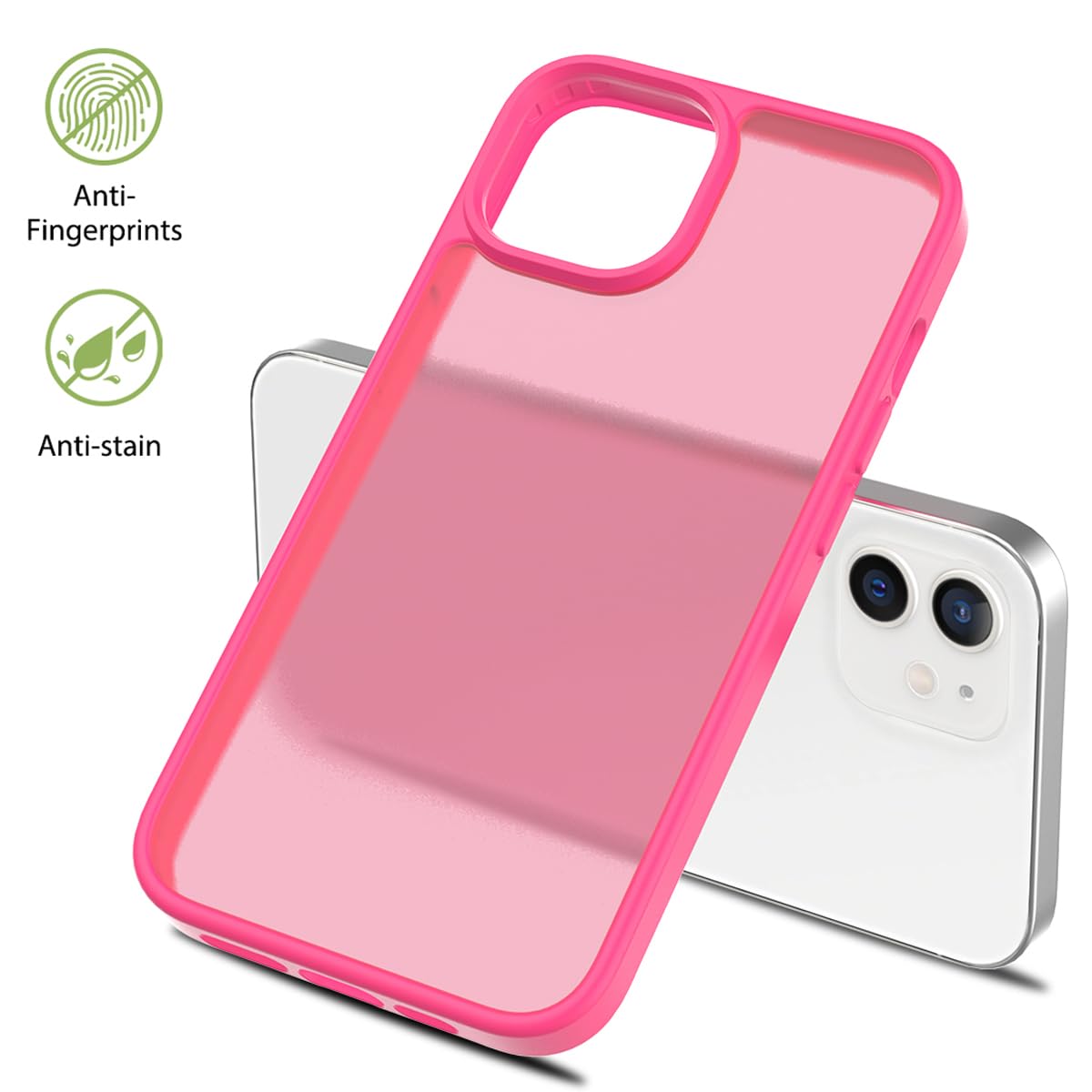 Tenoc Phone Case Compatible With Iphone 11, Hot Pink Case Translucent Protective Bumper Matte Hard Back Cover For 6.1 Inch