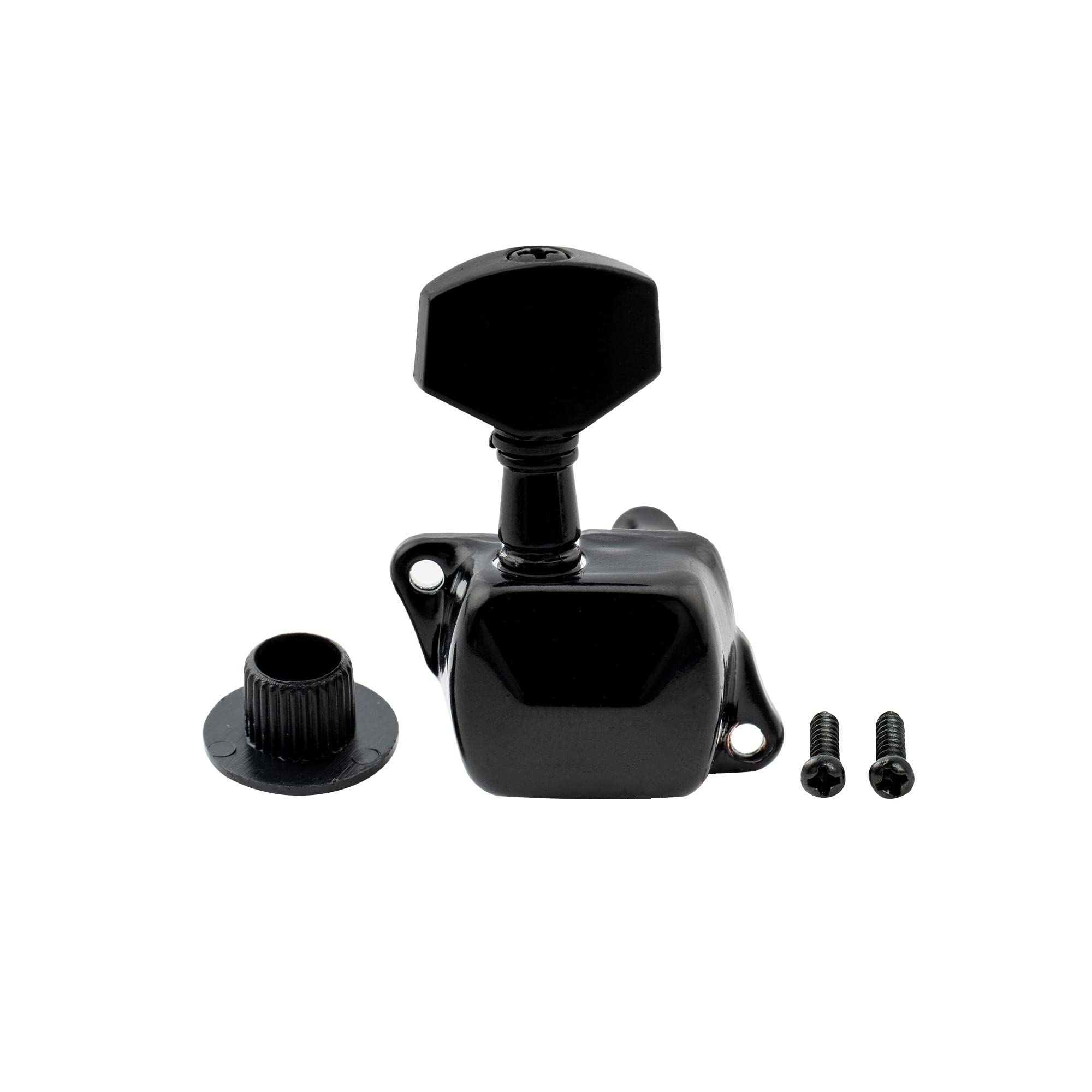 Musiclily 6 Inline Semi Closed Guitar Tuners Tuning Pegs Keys Machine Heads Set For Squier Strat Electric Guitar, Black