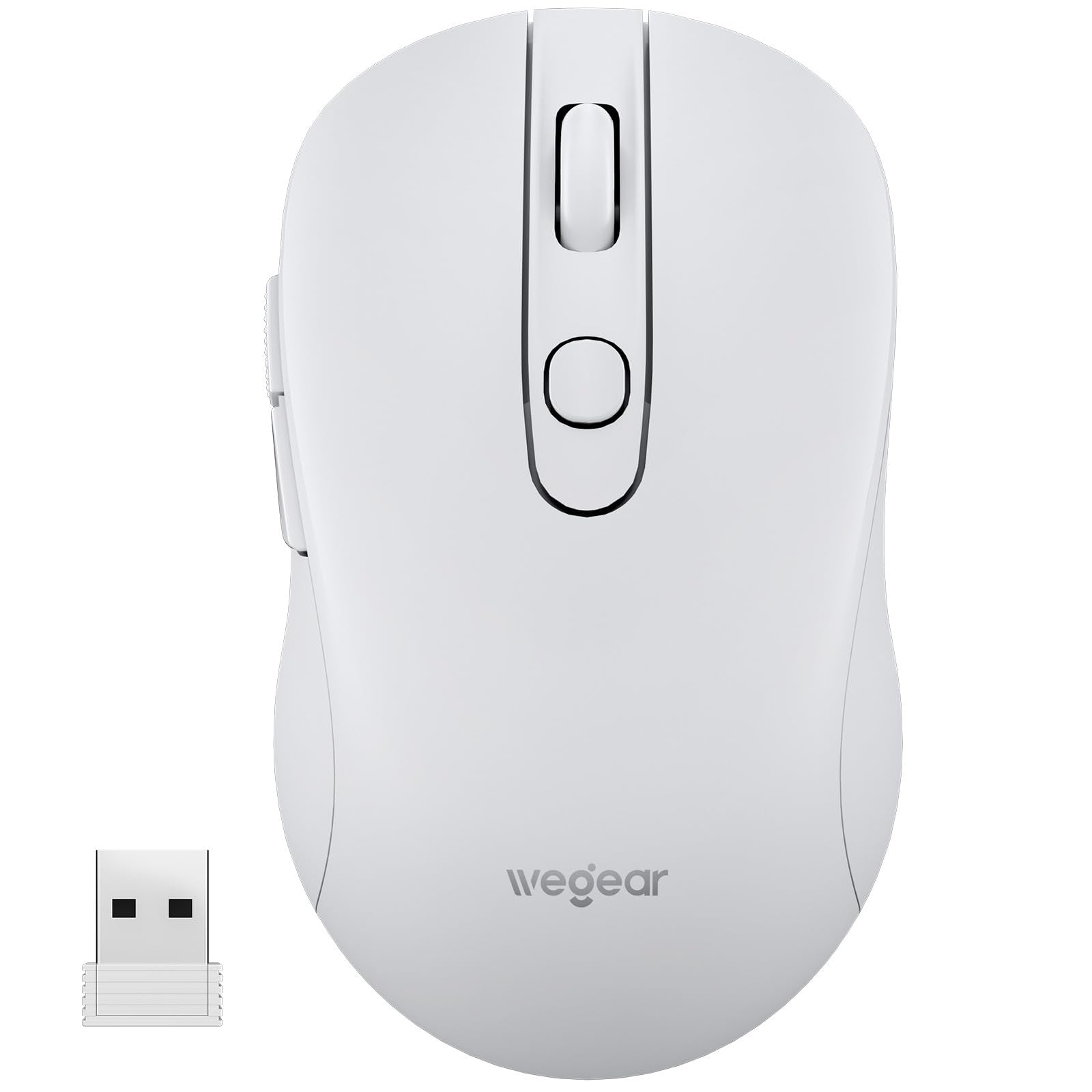 wegear USB Wireless Mouse for Laptop PC Mac, 2.4GHz Cordless MouseWhite