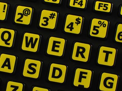 English Us Large Lettering Keyboard Sticker (Upper Case) Yellow Background For Desktop, Laptop And Notebook (Manufactured 4Keybo