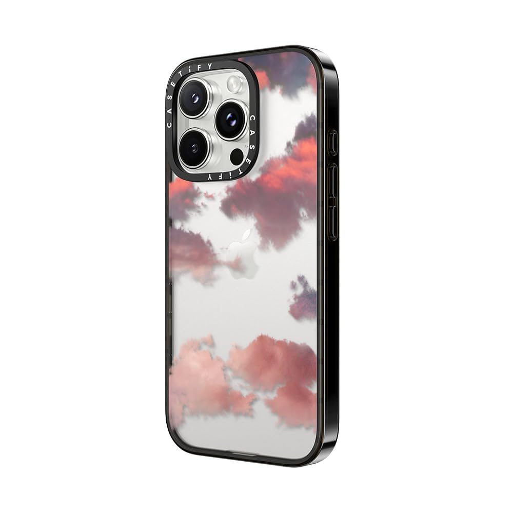 Casetify Compact Case For Iphone 16 Pro [Lightweight / 4 Ft. 2X Military Grade Drop Protection/Slim]   Clouds (Red)   Clear Blac
