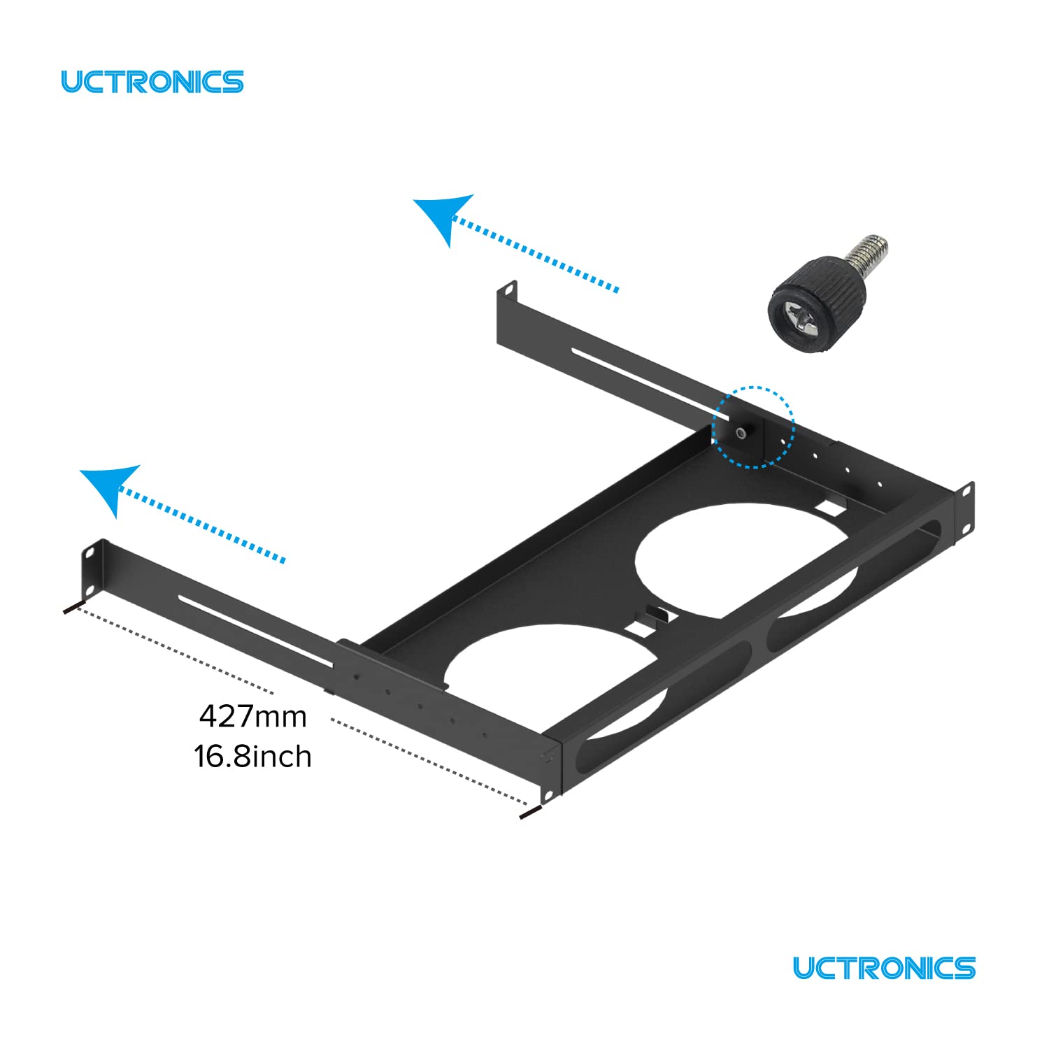 Uctronics Mac Mini Rack Mount With Side Brackets, 19'' 1U Rackmount Supports Up To 2 Units Of All Mac Mini M2 And M1 Models