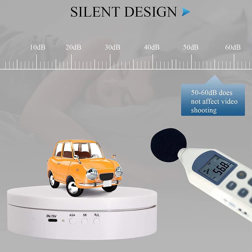 Puosuo Motorized Rotating Display Stand, 360 Degree Electronic Turntable Display Stand,5.9Inch /23Lb Load For Photography Produc